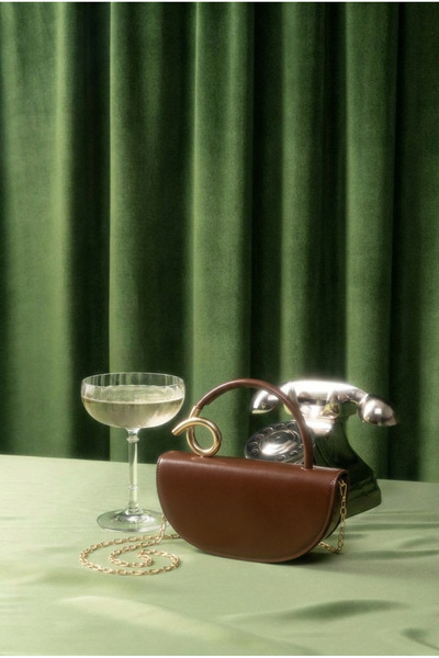 DeRosa Mooff Gold Hand and Shoulder Bag with Detailed Handle Bag