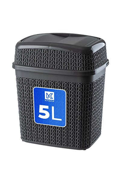 KADAX Bathroom Waste Bin 5L Graphite For Bathroom Toilet Tilting Waste Bin Wi...