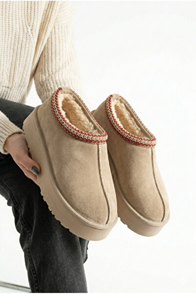 Moske Жіночі повсякденні замшеві капці та чоботи на товстій підошві з хутряно...