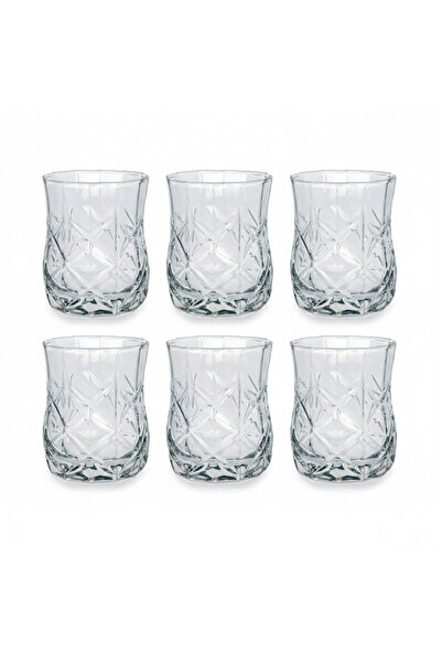 OEM Set of 6 MADGENIX 310ml glasses, clear diamond‑engraved, for water, juice...