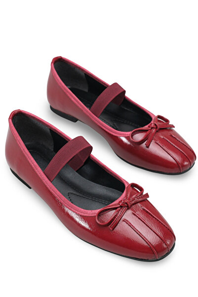 Riccon Women's Ballet Flats 0012103 Claret Red Rustic