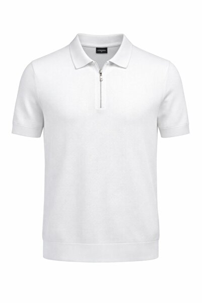 Plus Scorpion Ανδρικό πλεκτό μπλουζάκι Polo Neck Dobby Λεπτομέρεια με φερμουά...