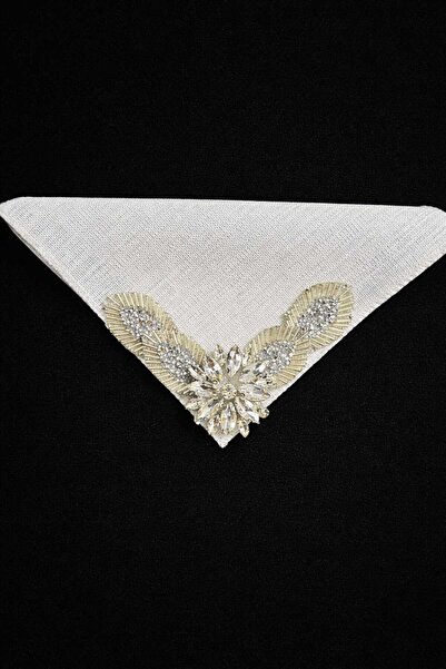 shop BEYAZ GÜMÜŞTAŞLI YAPRAKLI KAHVE YANI SUNUM PEÇETESİ