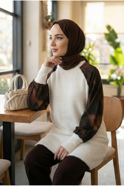 azragül giyim Kol Patterned Silk Kübra Fabric Hijab Knitwear Tunic