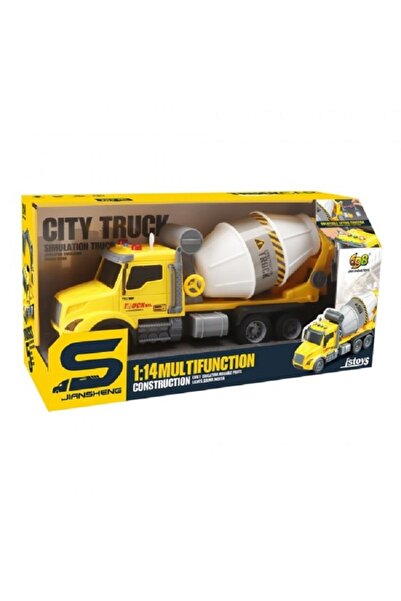 JS Toys Camion betoniera galbena cu frictiune, sunete si lumini, 1...