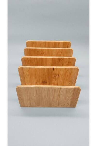 Saatistan Bambu 4'lü Tencere Kapak Standı, şık ve kullanışlı mutfak aksesuarı