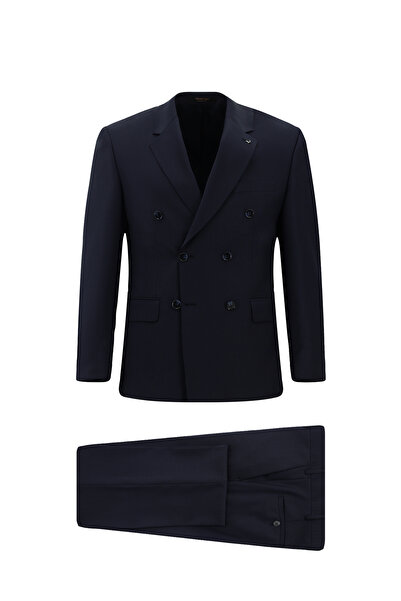 Abdullah Kiğılı 7 Drop Slim Fit Slim Fit Wool Piece Suit Patterned Double-Bre...