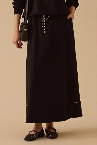 SEÇİL تنورة نسائية برباط بتفاصيل جيوب - أسود