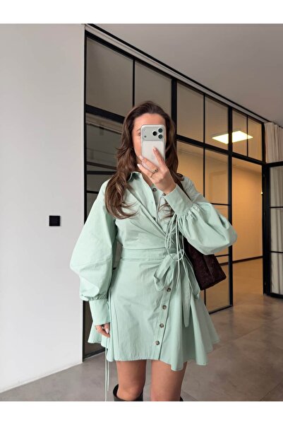 BB Bensu Buyruk ΦΟΡΕΜΑ ΣΧΕΔΙΑΣΜΟΥ διπλό πέτο ΠΡΑΣΙΝΟ ΜΕ ΔΕΣΜΕΥΣΕΙΣ