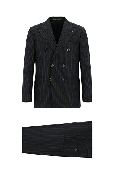Abdullah Kiğılı 6 Drop Regular Fit Standard Cut Wool Striped Double Breasted ...