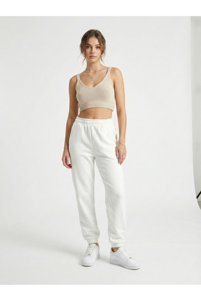 NEW JOURNAL Women's Ecru 3 Thread Sweatpants Sh Brushed Inside C Pocketed J J...