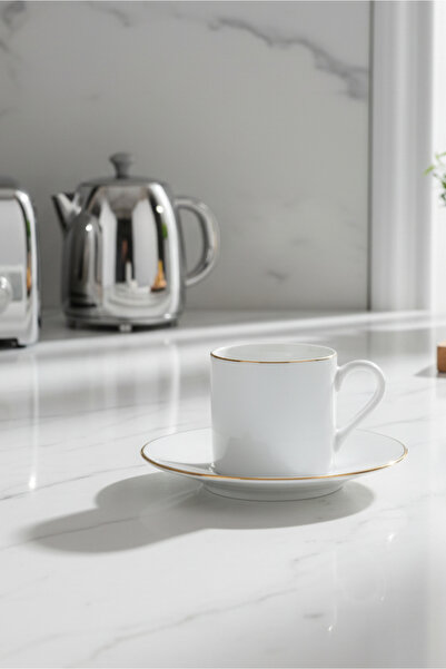 İpek Porselen 2-Piece Gold Gilded Dora Porcelain Coffee Cup Set