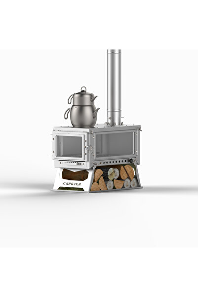 Canszen ZENRON Mangal Izgaralı Krom Katlanır Kamp Sobası | Portatif Çadır Sobası