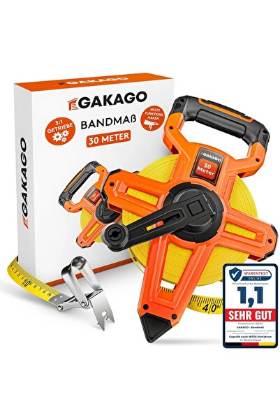Gakago Professional Tape Measure, 30m with 3:1 Transmission System