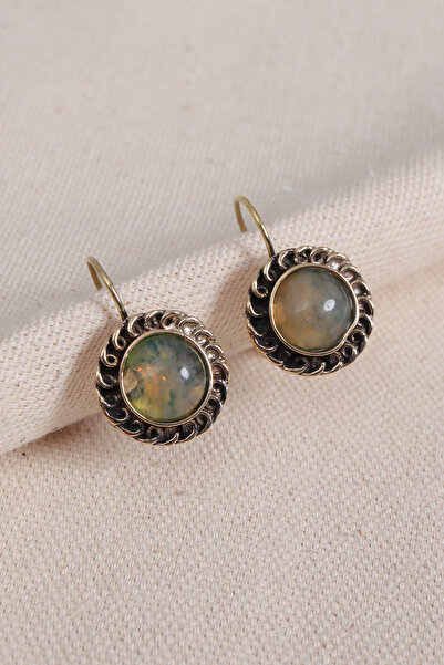 Süspüs Accessories Round Authentic Earrings with Rutile Quartz Stone