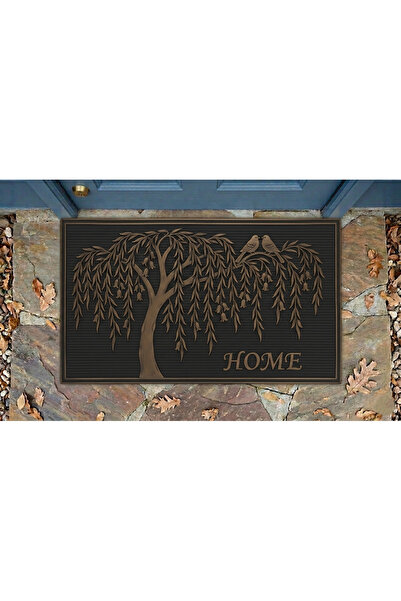 Etnik Dekor Willow Tree Figured, "Home" Written, Digital Print , Non-Slip Sol...
