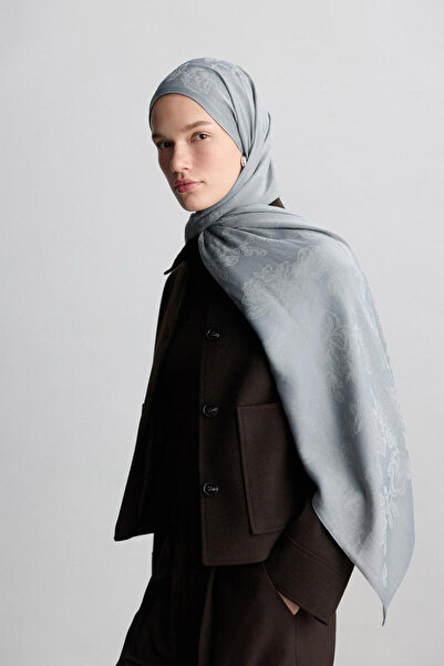 BE BLUE TOZLU MAVİ ROSE MAT JAKARLI ŞAL