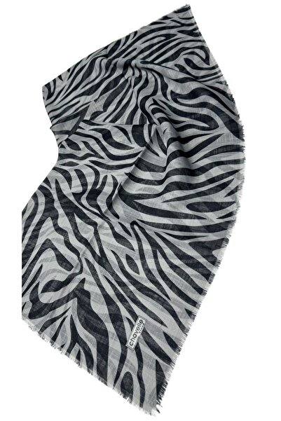 LORENDA Zebra Desenli Flamlı Yazma Eşarp