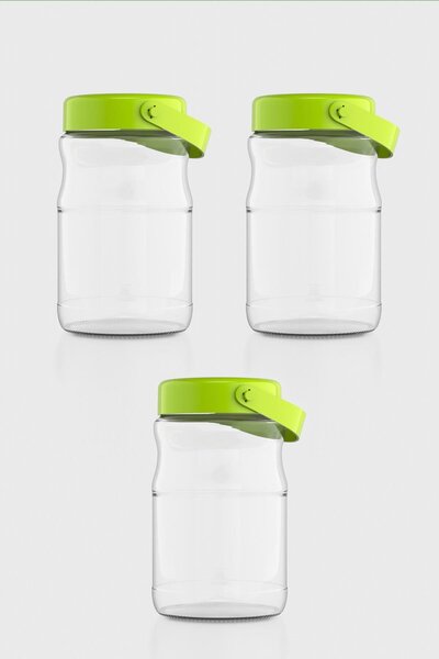 Renga Macro 1700 ml 3-Piece Glass Jar Set 131074 Green