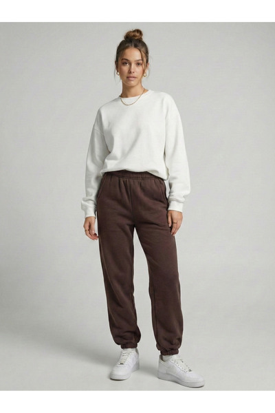 NEW JOURNAL Γυναικεία Καφέ Φόρμα 3 Νημάτων SH επένδυση fleece C Με τσέπες J Π...