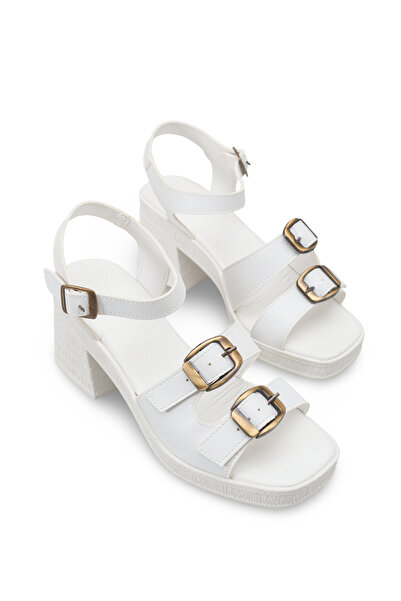 Riccon Women's Heels Sandals 0012343 White