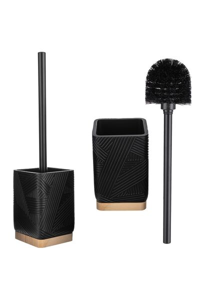 KADAX Toilet Brush for Toilets, Square, with Container, Black, Modern