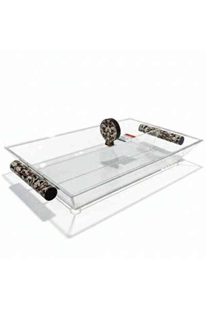 AKDC صندوق تخزين مستطيل شفاف من أكريليك ذو قسمين للحلوى والوجبات الخفيفة