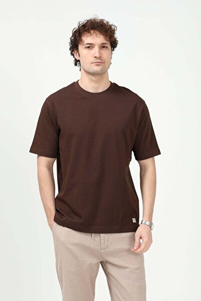 JB John Borners Bărbați guler rotund basic bumbac 100% tricou Maro - 26Y 5446