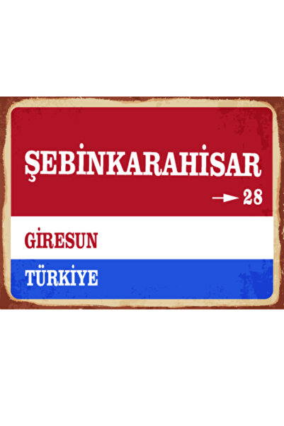 BiveSa Giresun ili Şebinkarahisar İlçesi Retro Ahşap Sokak Tabelası