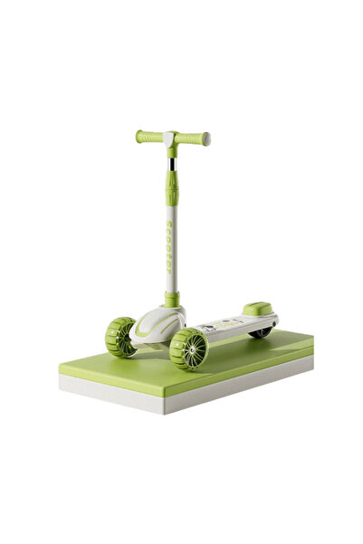 Kids Trotinetă pliabilă cu lumină LED și muzică - Verde, 3-7 ani+