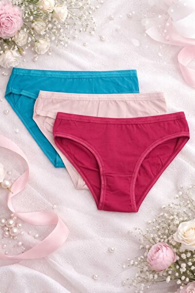 w white stars sports & wear Kadın Konfor Pamuklu Bikini Külot 3'Lü Set