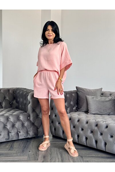 RAMONA BADESCU EXCLUSIVE Γυναικείο σετ από καφέ μουσελίνα με φαρδιά μπλούζα κ...