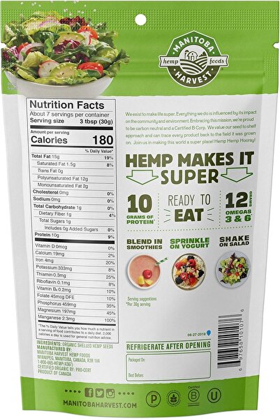 Manitoba بذور القنب المقشرة من هارفست، 198 غرام