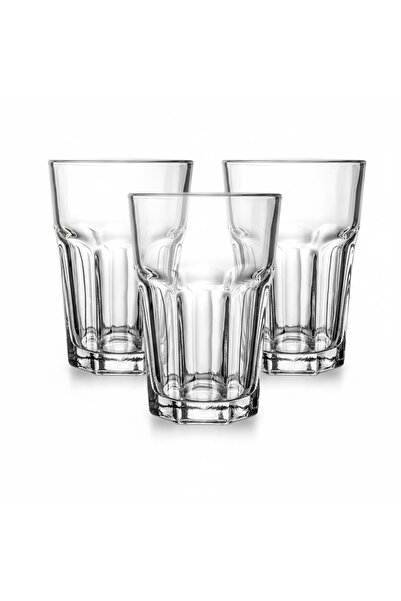 OEM Set of 3 360ml clear faceted glasses, premium for water, soft drinks and ...