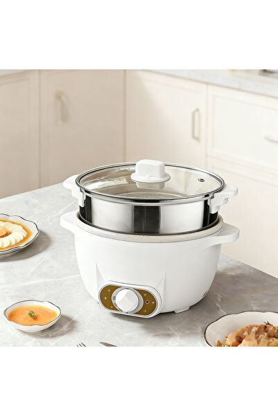 Sumkyle Hot Pot Electric, 2L Portable Electric Pot with Non-Stick Coating, Mu...