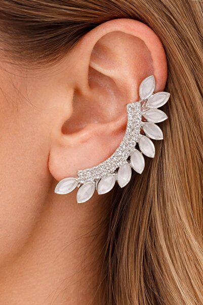 TAKIŞTIR Silver Color Stone Detailed Earrings Ear Accessory (Pair)