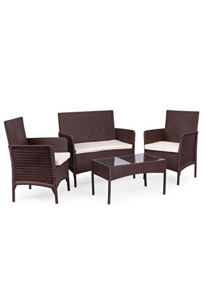 Selgot Set masă de grădină, 1 masă, 1 canapea, 2 fotolii, culoare maro