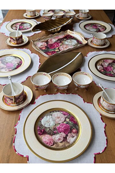 ROSSEV Porcelain Breakfast Set 24K Flores