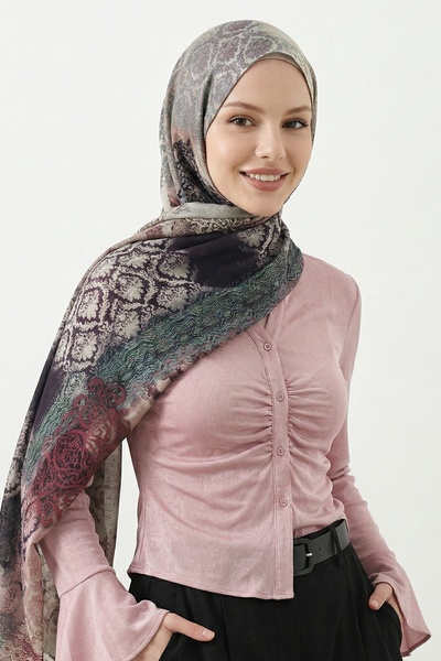 InStyle Șal moale crem cu model mixt bumbac