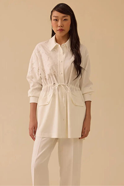 SEÇİL كاب نسائي دانتيل بتفاصيل مفصلة عند الخصر ورباط - إكرو