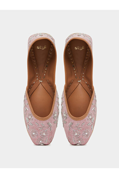 Styli Pink Embroidered Jutti Flats