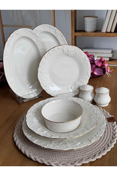 ROSSEV Porselen Yemek Takımı 6 kişilik 28 Parça İris Gold
