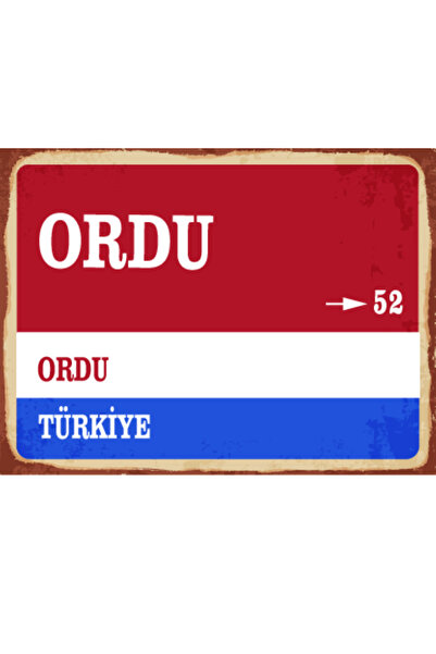Genel Markalar Ordu ili Retro Ahşap Sokak Tabelası