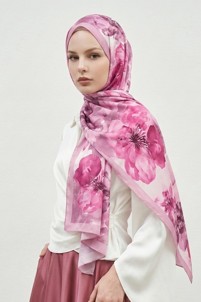 InStyle Manolya Patterned Pink Soft Cotton Shawl