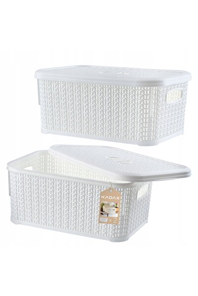 KADAX Coș organizator 6L, recipient de depozitare cu capac, set de 2 coșuri