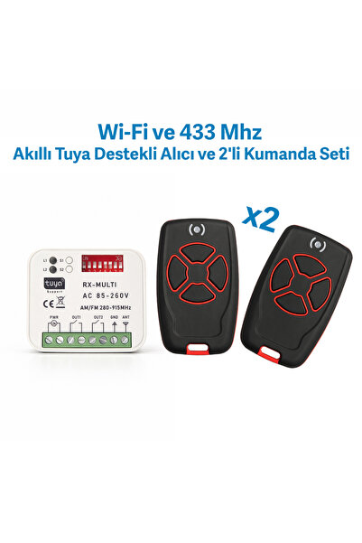 AS865S Wi-Fi ve 433 Mhz Akıllı Tuya Destekli Alıcı ve 2'li Kumanda Seti