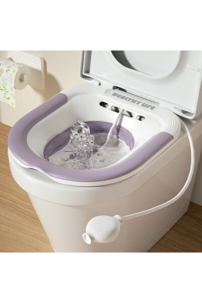 Arabest Foldable Sit Basin Toilet with Flush,Soft Silicone Pad Seat,for Hemor...