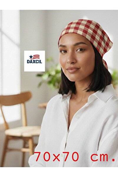 daxcil 70X70 cm Gingham Patterned Scarf - Cotton Polyester Mixed Bandana - Sq...
