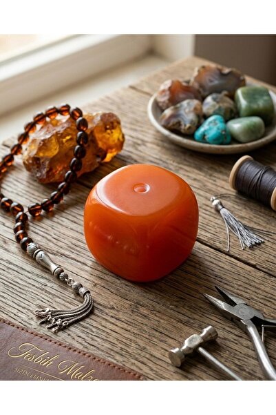 ARURTAKI Premium 55mm Smoked Orange Prayer Bead Cube Object - Dice Model Pray...