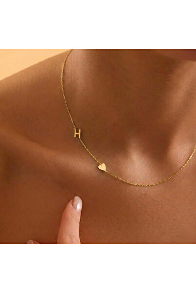 Soleildor 925 ayar Orijinal Gümüş Kalpli Harf Gümüş Kolye (iki harfe kadar ya...